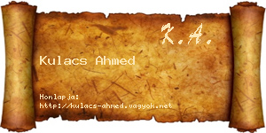 Kulacs Ahmed névjegykártya